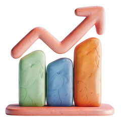 Creative 3D Business Graph with Growth Arrow Symbolizing Progress