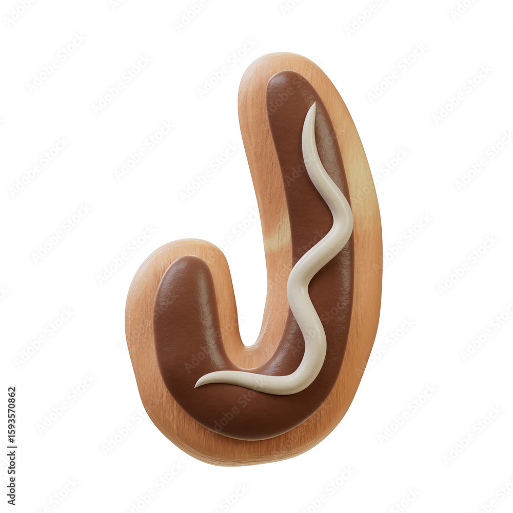 Fototapete 3d font.chocolate biscuit donut font concept. isometric alphabet. numbers and letters. 3d rendering 