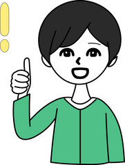 良いアイデアが浮かんでよろこぶ女性