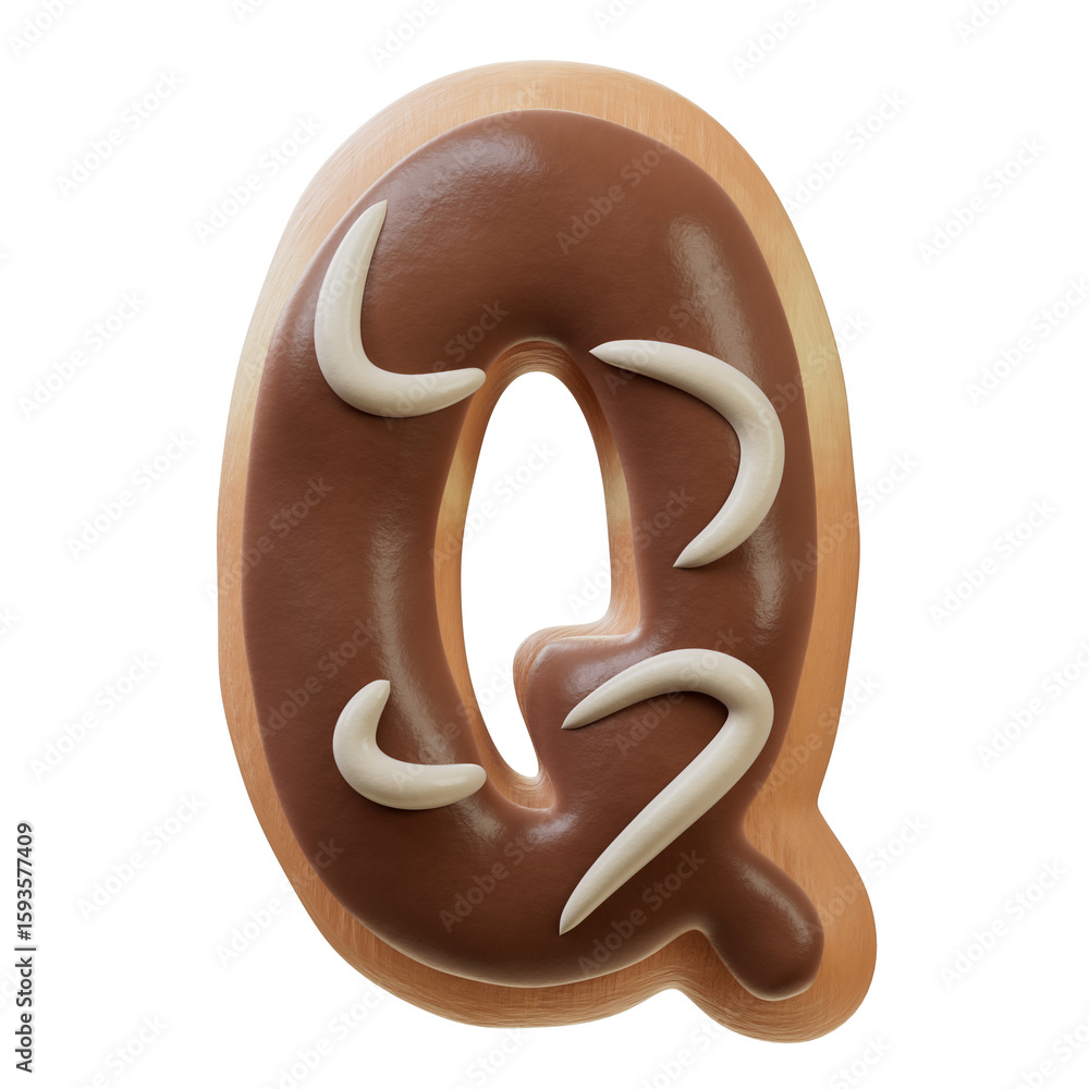 Fototapete 3d font.chocolate biscuit donut font concept. isometric alphabet. numbers and letters. 3d rendering 