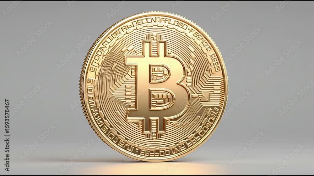 Poster a single golden bitcoin coin symbolizing wealth and prosperity in the expanding world of digital cur