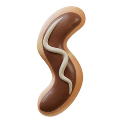 3D Font.Chocolate Biscuit Donut Font Concept. Isometric Alphabet. Numbers And Letters. 3d rendering isolated on white background
