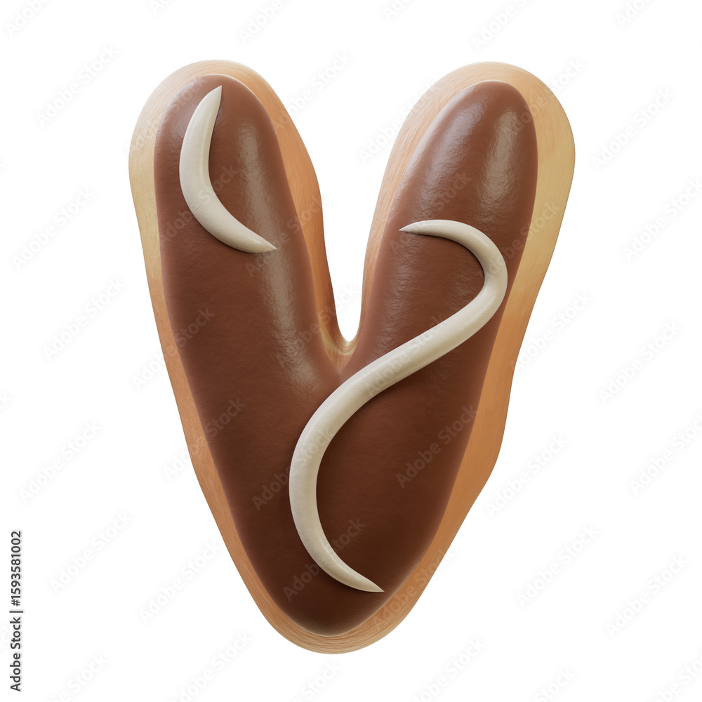 Fototapete 3d font.chocolate biscuit donut font concept. isometric alphabet. numbers and letters. 3d rendering 