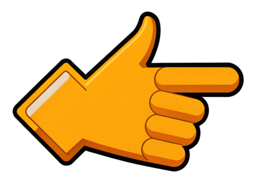 Animated Finger Pointing Right: A vibrant, stylized illustration of a hand with the index finger pointing to the right, perfect for guiding the eye or highlighting key information. 