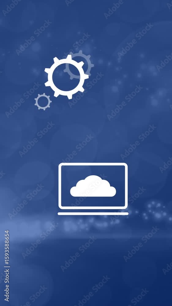 Aufkleber animation of digital icons and data processing over blue background