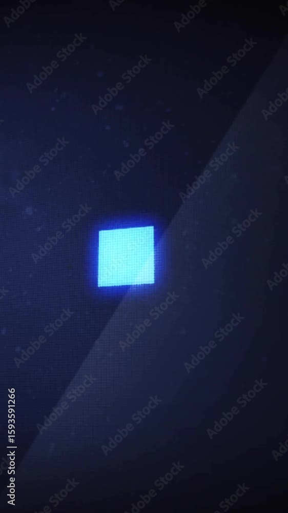 Poster animation of data processing and loading data squares over black background