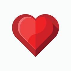 Red heart shape with shadow isolated on white background