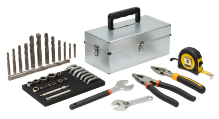 Professional Tool Set in Metal Toolbox for DIY and Repairs