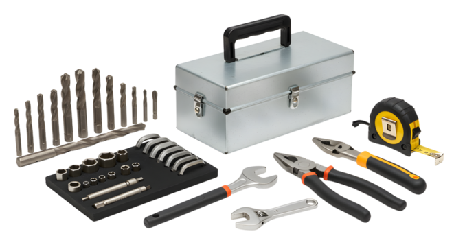 Professional Tool Set in Metal Toolbox for DIY and Repairs