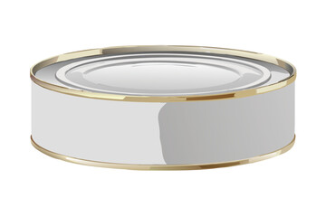 Photorealistic Metal Food Can Vector Mockup. Blank Tin Packaging for Product Design