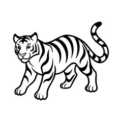Vector art of a black and white tiger illustration isolated on white background