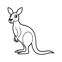 Vector art of a black and white kangaroo illustration isolated on white background