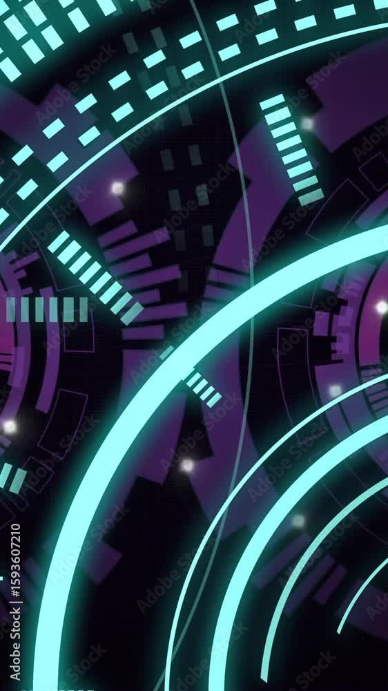 Poster animation of digital data processing over scopes scanning