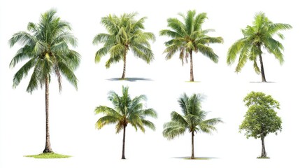 Obraz premium Seamless Pattern of Coconut Palm Trees on White Background for Tropical Design