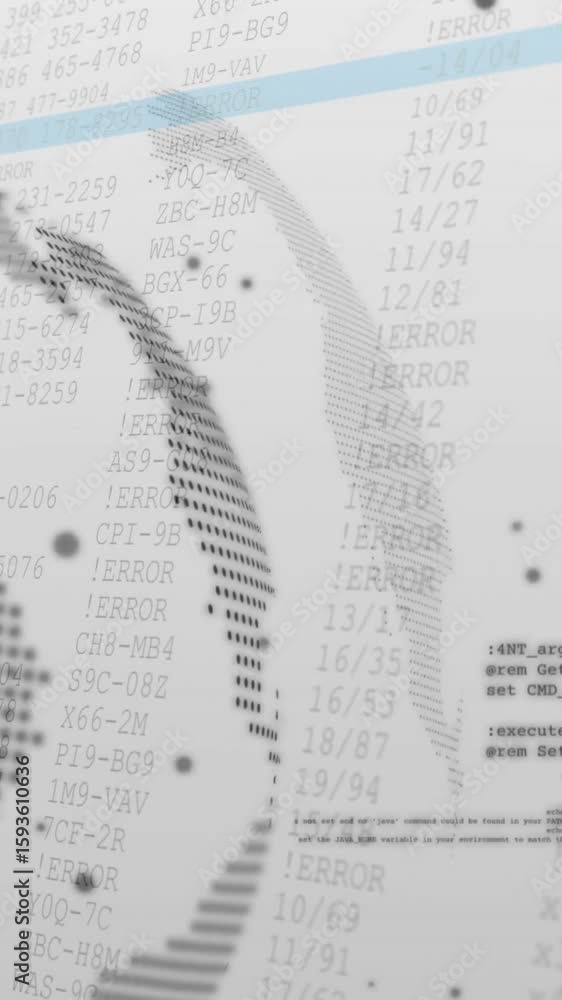 Aufkleber World map and programming code animation over white background with data points
