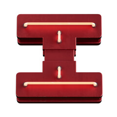 Bright Neon Font with fluorescent tubes.Metallic futuristic  cyberpunk Alphabet. 3d Rendering Isolated on black Background.