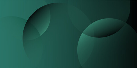 Dark green background with overlapping circular shapes. The background is smooth and gradient, featuring green and black tones. Minimal abstract circles vector.