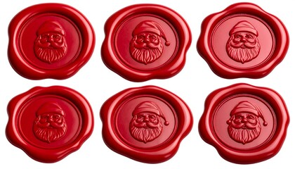 Six red wax seals with Santa Claus