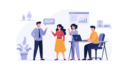 Collaborative Teamwork: Flat Vector Illustration