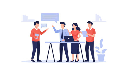 Collaborative Teamwork: Business Meeting Illustration