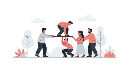 Collaborative Success: Teamwork Lifting Illustration