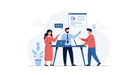 Collaborative Business Strategy Meeting Illustration