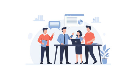 Collaborative Teamwork: Business Strategy Illustration