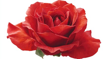 Detailed image of a vibrant red rose with layered petals, isolated on white