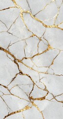 Obraz premium Cracked white marble with gold veins
