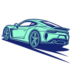 Obraz premium Sleek Modern Sports Car Illustration with Dynamic Lighting and Shadow