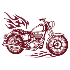 Obraz premium Classic Vintage Motorcycle with Fiery Flame Graphics
