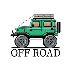 Green Off-Road SUV with Roof Rack Against White Background