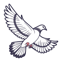 White Dove in Flight Illustration