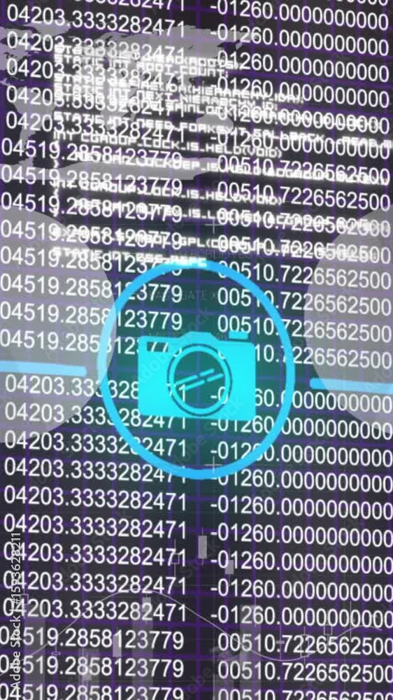Poster animation of data processing over media icons