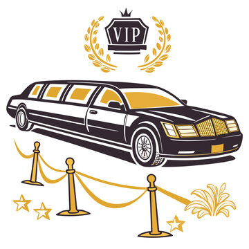Luxury Limousine on Red Carpet with VIP Symbol