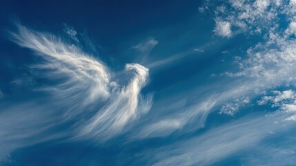 Wispy Cirrus Clouds Against a Deep Blue Sky on a Sunny Day