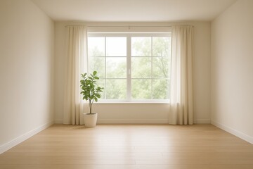 Obraz premium Spacious Room with Large Window and Minimalist Decor