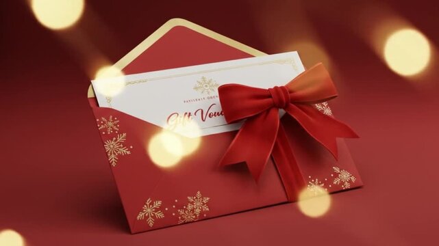 Festive gift certificate in red envelope