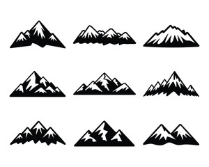 Geometric mountain shapes, high contrast vector collection
