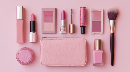 Pink Cosmetic Products Flatlay

