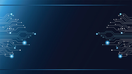 Clean abstract background with a blue circuit board pattern, representing modern technology and connections.