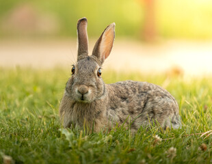 A cute hare in the garden 