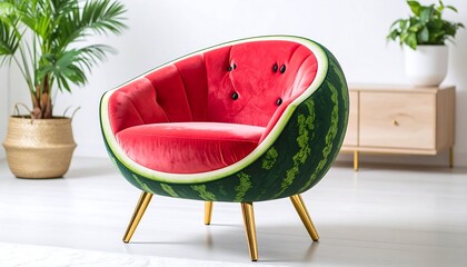 Stylish watermelon chair in modern room