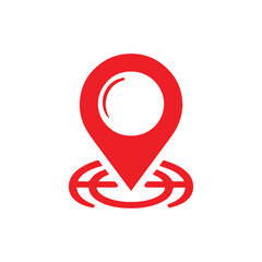 Red Location Pin on Globe Symbolizing Global Reach and Connectivity in a Clean Silhouette Style silhouette
