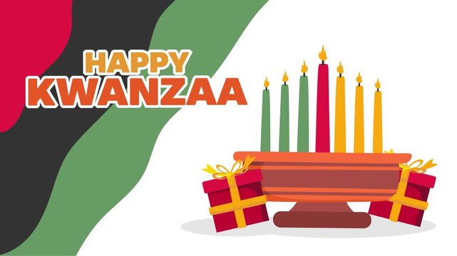 happy kwanzaa day with burning candles