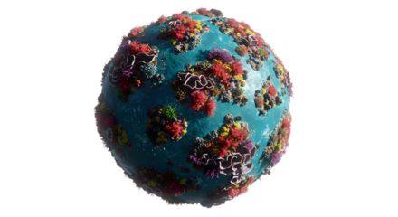 Colorful Artistic Representation of a Virus Structure in 3D