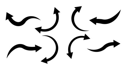 Collection of various curved and straight arrows, graphic design elements.