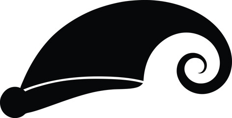 side curl santa hat vector icon.