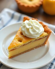 image d'un gâteau basque moelleux dans une assiette avec de la crème chantilly