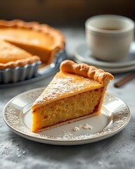 image d'un gâteau basque moelleux dans une assiette avec de la crème chantilly